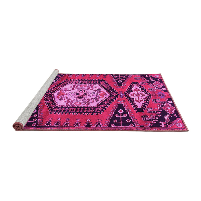 Sideview of Machine Washable Persian Pink Traditional Rug, wshtr4249pnk