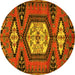 Round Persian Yellow Traditional Rug, tr4249yw