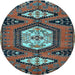 Round Persian Light Blue Traditional Rug, tr4249lblu