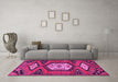 Machine Washable Persian Pink Traditional Rug in a Living Room, wshtr4249pnk