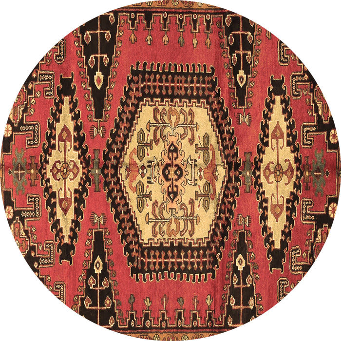 Round Machine Washable Persian Brown Traditional Rug, wshtr4249brn