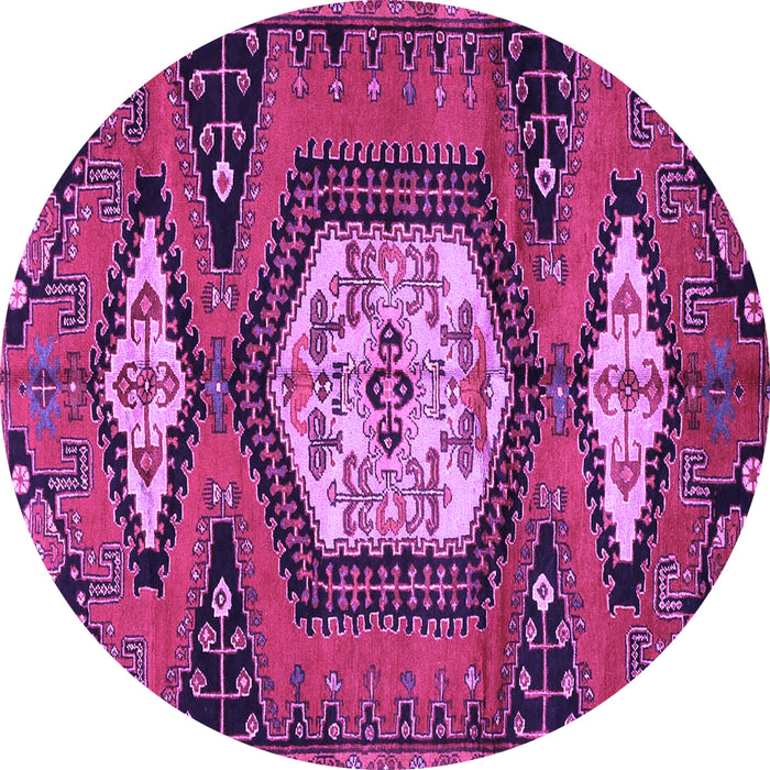 Round Machine Washable Persian Purple Traditional Area Rugs, wshtr4249pur