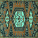 Square Machine Washable Persian Turquoise Traditional Area Rugs, wshtr4249turq