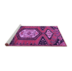 Sideview of Machine Washable Persian Purple Traditional Area Rugs, wshtr4249pur