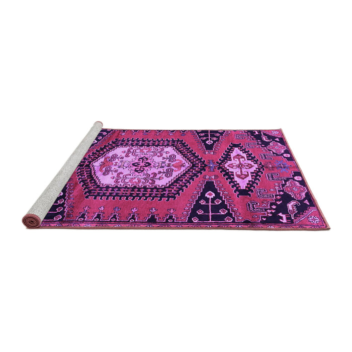 Sideview of Machine Washable Persian Purple Traditional Area Rugs, wshtr4249pur
