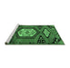 Sideview of Machine Washable Persian Emerald Green Traditional Area Rugs, wshtr4249emgrn