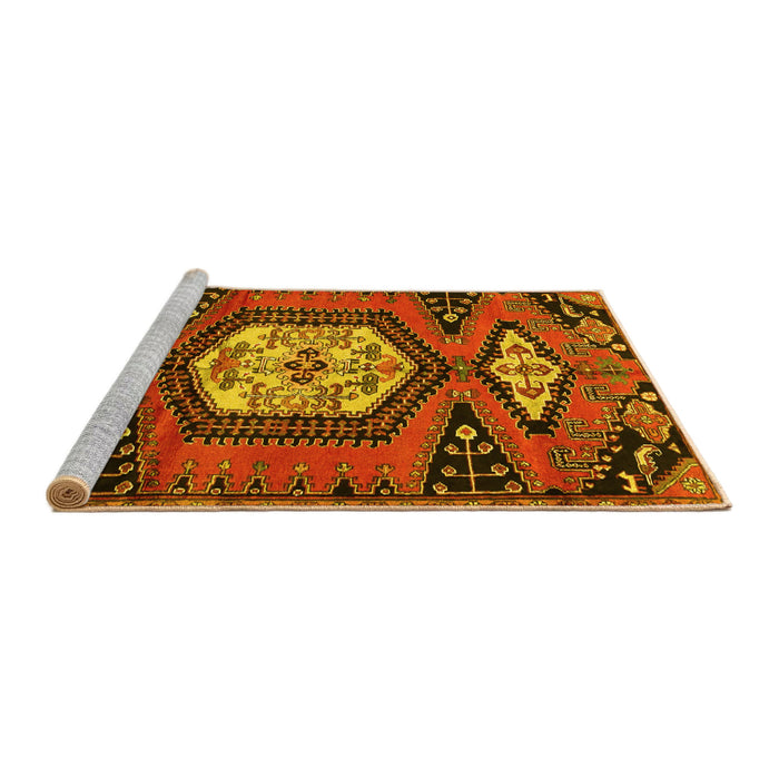 Sideview of Machine Washable Persian Yellow Traditional Rug, wshtr4249yw