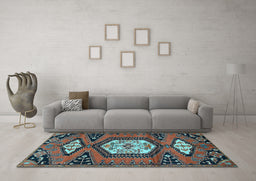 Machine Washable Persian Light Blue Traditional Rug in a Living Room, wshtr4249lblu