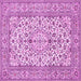 Square Machine Washable Medallion Pink Traditional Rug, wshtr424pnk