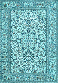 Medallion Light Blue Traditional Rug, tr424lblu