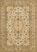 Machine Washable Medallion Brown Traditional Rug, wshtr424brn