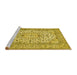 Sideview of Machine Washable Medallion Yellow Traditional Rug, wshtr424yw