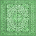 Square Medallion Emerald Green Traditional Rug, tr424emgrn