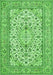 Serging Thickness of Machine Washable Medallion Green Traditional Area Rugs, wshtr424grn