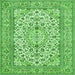 Round Machine Washable Medallion Green Traditional Area Rugs, wshtr424grn