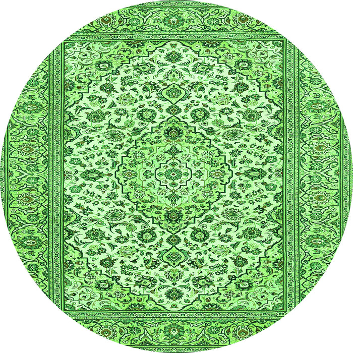 Square Medallion Green Traditional Rug, tr424grn