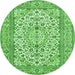 Square Medallion Green Traditional Rug, tr424grn