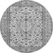 Machine Washable Medallion Gray Traditional Rug, wshtr424gry