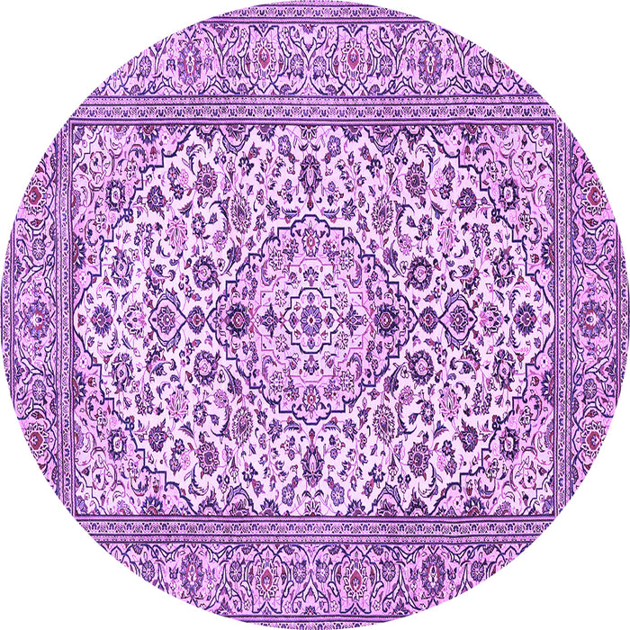 Round Medallion Purple Traditional Rug, tr424pur