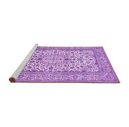Sideview of Machine Washable Medallion Purple Traditional Area Rugs, wshtr424pur
