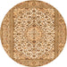 Square Medallion Orange Traditional Rug, tr424org