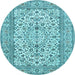 Round Medallion Light Blue Traditional Rug, tr424lblu