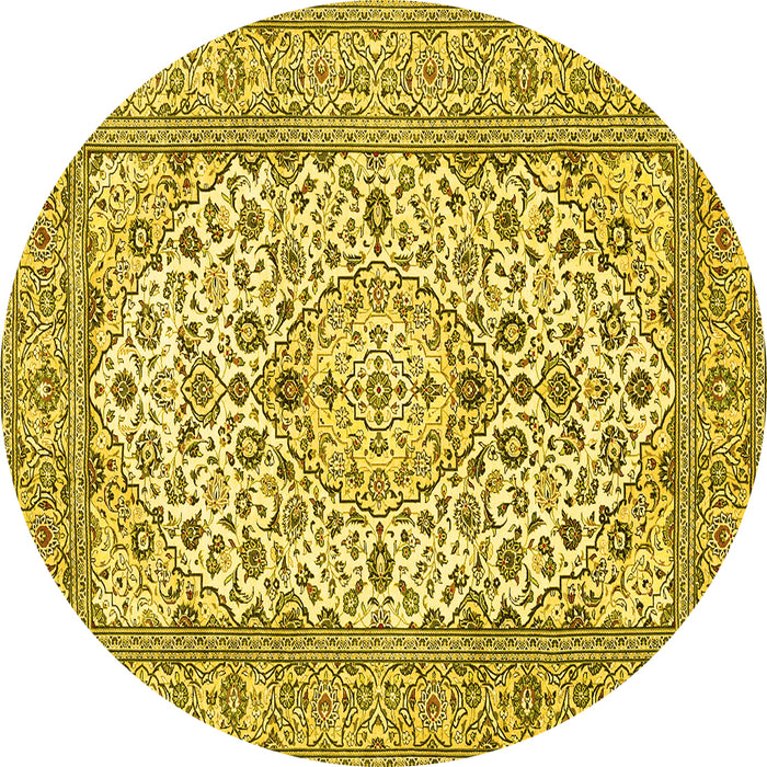Round Medallion Yellow Traditional Rug, tr424yw