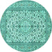 Round Medallion Turquoise Traditional Rug, tr424turq