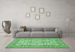 Machine Washable Medallion Emerald Green Traditional Area Rugs in a Living Room,, wshtr424emgrn