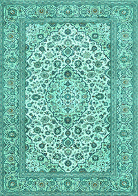 Medallion Turquoise Traditional Rug, tr424turq