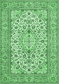 Medallion Emerald Green Traditional Rug, tr424emgrn