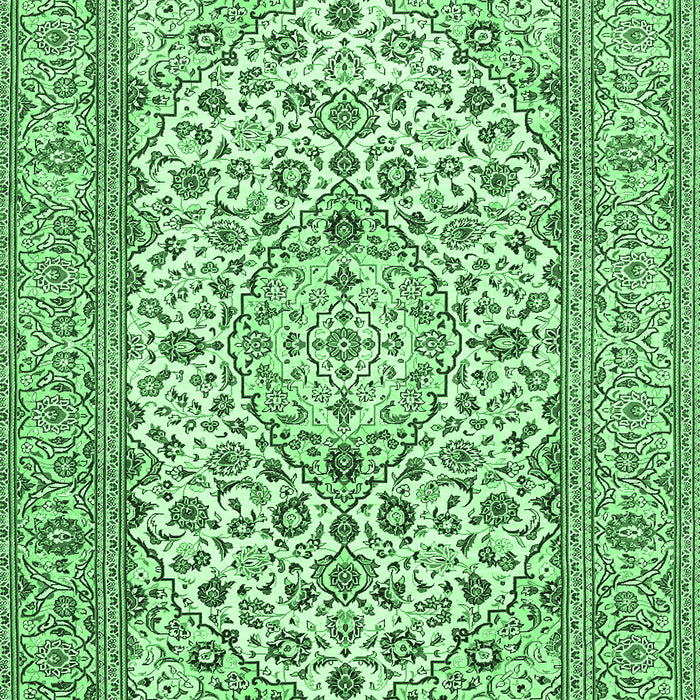 Medallion Emerald Green Traditional Rug, tr424emgrn