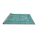 Sideview of Machine Washable Medallion Light Blue Traditional Rug, wshtr424lblu