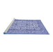 Sideview of Machine Washable Medallion Blue Traditional Rug, wshtr424blu