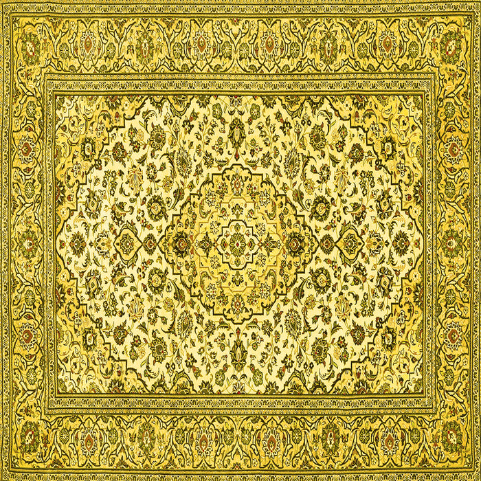 Square Medallion Yellow Traditional Rug, tr424yw