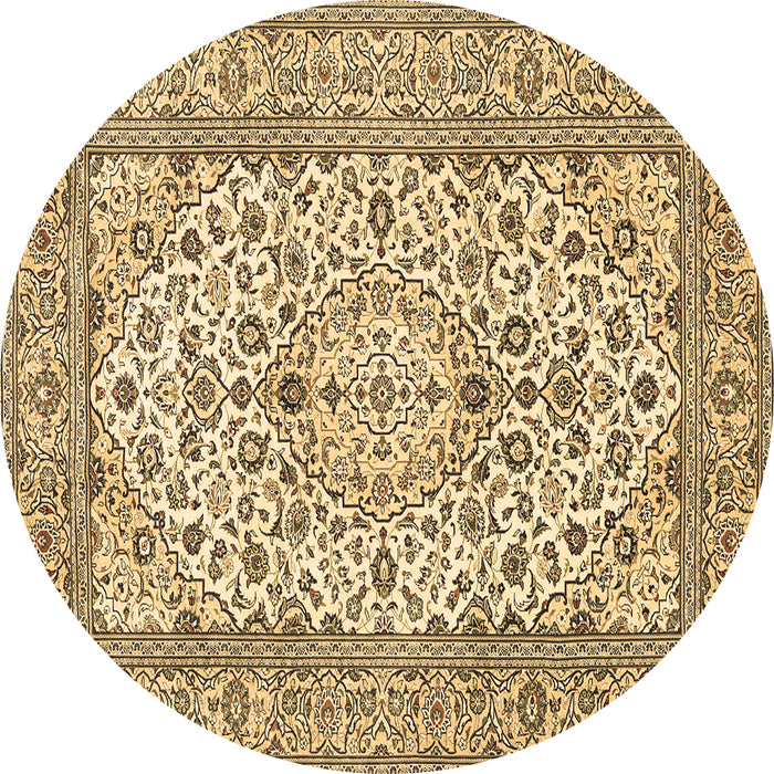 Round Medallion Brown Traditional Rug, tr424brn