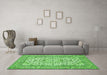 Machine Washable Medallion Green Traditional Area Rugs in a Living Room,, wshtr424grn