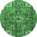 Round Persian Emerald Green Traditional Rug, tr4250emgrn