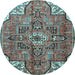 Round Persian Light Blue Traditional Rug, tr4250lblu