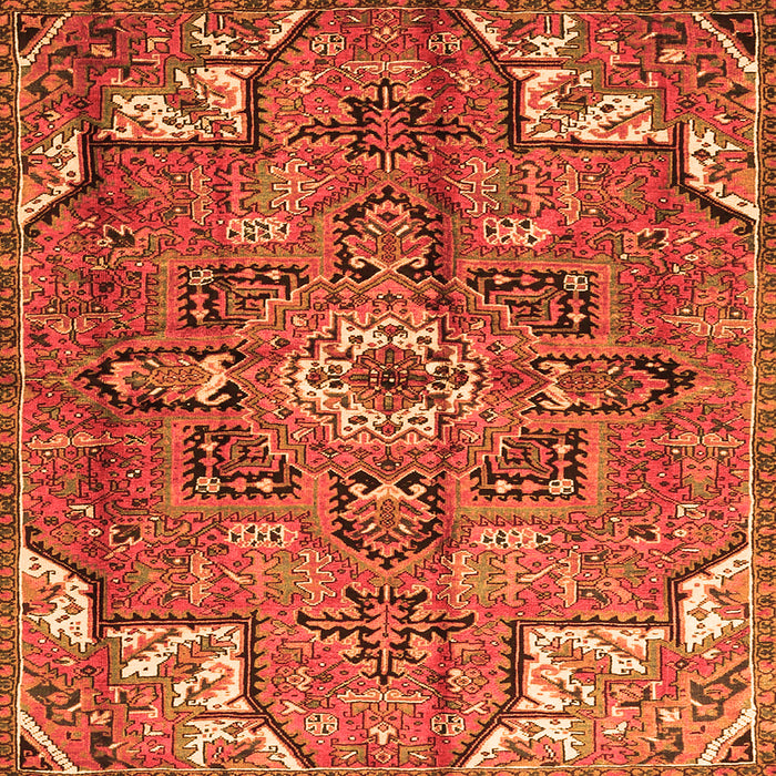 Round Machine Washable Persian Orange Traditional Area Rugs, wshtr4250org