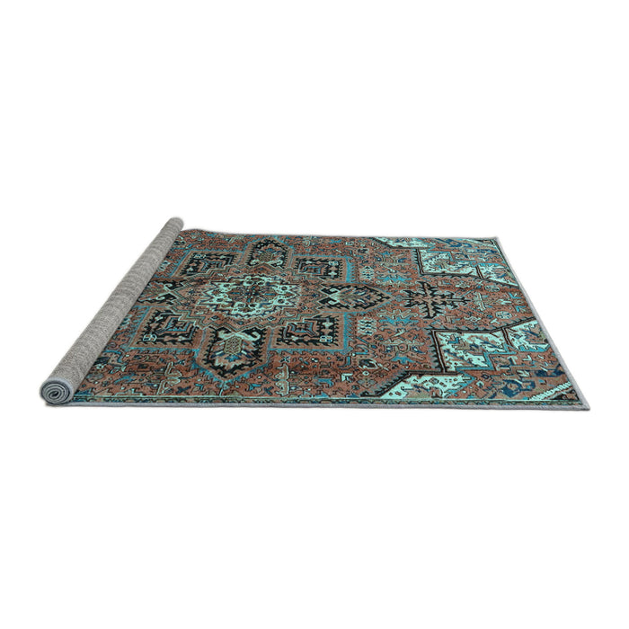 Sideview of Machine Washable Persian Light Blue Traditional Rug, wshtr4250lblu