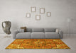 Machine Washable Persian Yellow Traditional Rug in a Living Room, wshtr4250yw