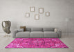 Machine Washable Persian Pink Traditional Rug in a Living Room, wshtr4250pnk