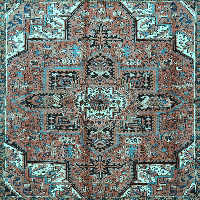 Square Machine Washable Persian Light Blue Traditional Rug, wshtr4250lblu