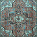 Square Machine Washable Persian Light Blue Traditional Rug, wshtr4250lblu