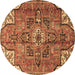 Round Persian Brown Traditional Rug, tr4250brn