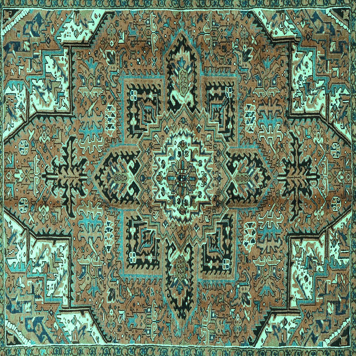 Square Machine Washable Persian Turquoise Traditional Area Rugs, wshtr4250turq