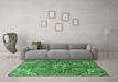 Machine Washable Persian Emerald Green Traditional Area Rugs in a Living Room,, wshtr4250emgrn