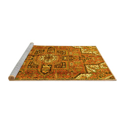 Sideview of Machine Washable Persian Yellow Traditional Rug, wshtr4250yw