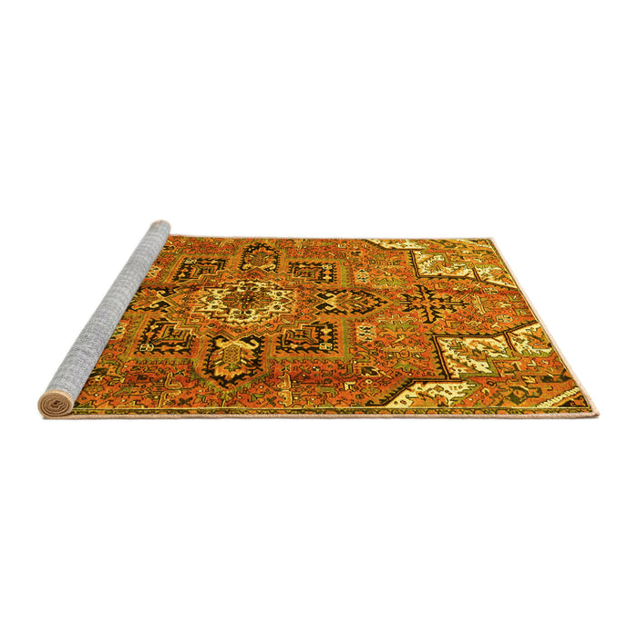 Sideview of Machine Washable Persian Yellow Traditional Rug, wshtr4250yw